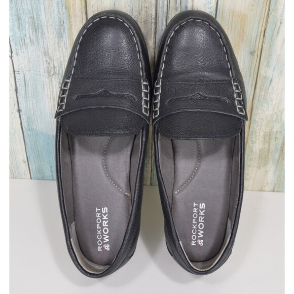 Rockport Works Women's Size 9 (W) Top Shore Steel Toe Penny Loafers Black - Picture 3 of 10